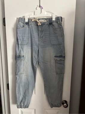 Celebrity Pink Light Blue Relaxed Cargo Jogger Jeans